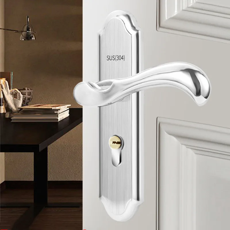 

Stainless Steel Bedroom Door Handle Locks Hotel Silent Anti-theft Door Lock Interior Mechanical Split Lock Hardware Accessories