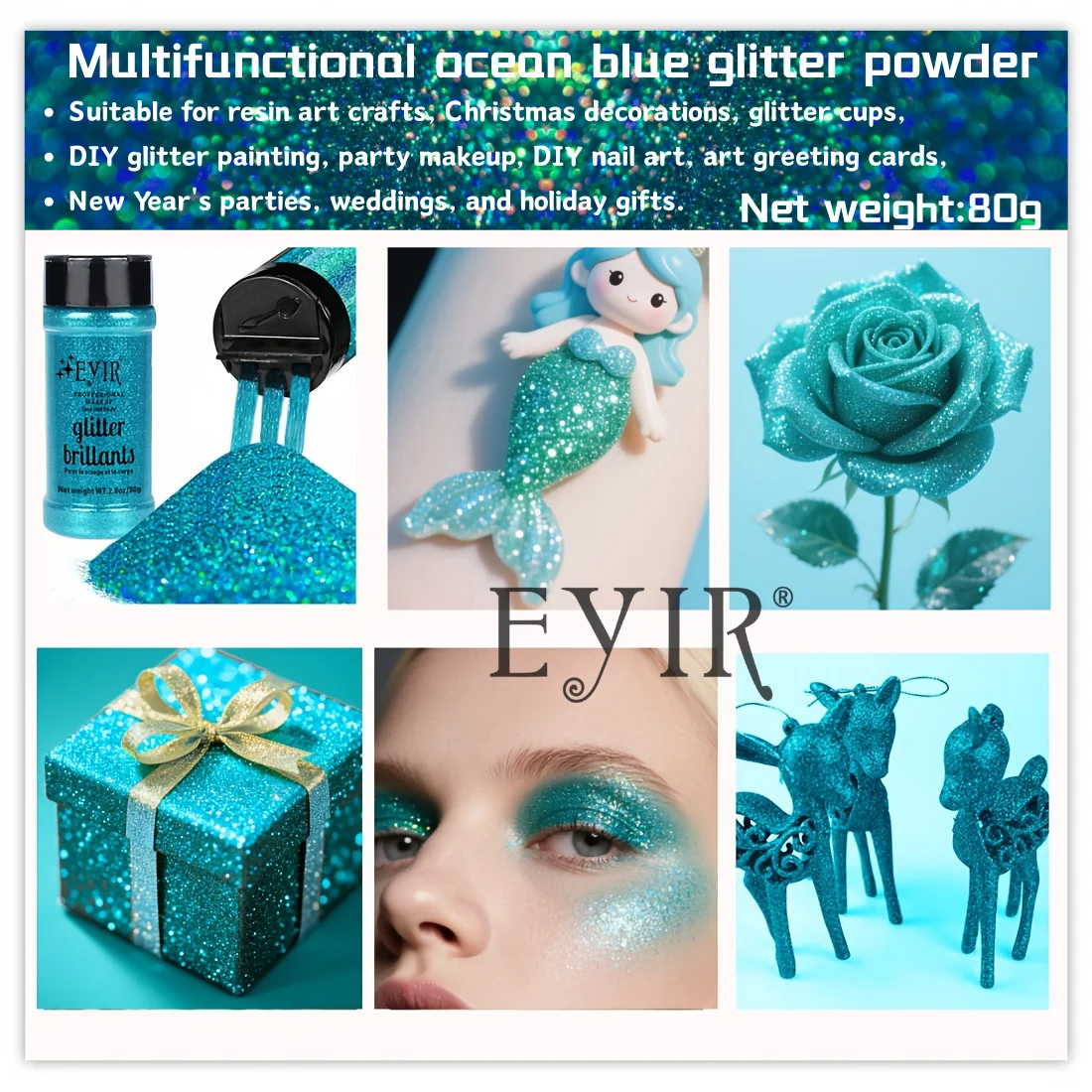 Vibrant Holographic Glitter Powder Set - Fine Shimmer for Body, Face, Nails, and Crafts