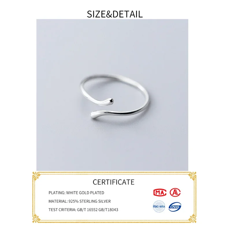 Silver Ring Silver Rings SOFTPIG Real 925 Sterling Silver Geometric Adjustable Ring For Fashion Women Party Jewelry