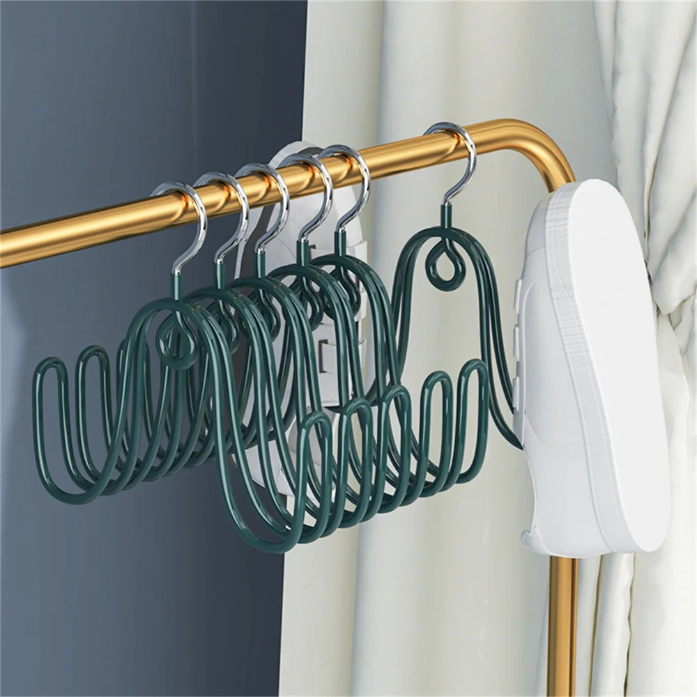 

1pcs Shoes Hanger Rack Double Hook Multi-Function Windproof Drying Hanging Shoe Rack Bedroom Scarves Clothes Storage Hooks