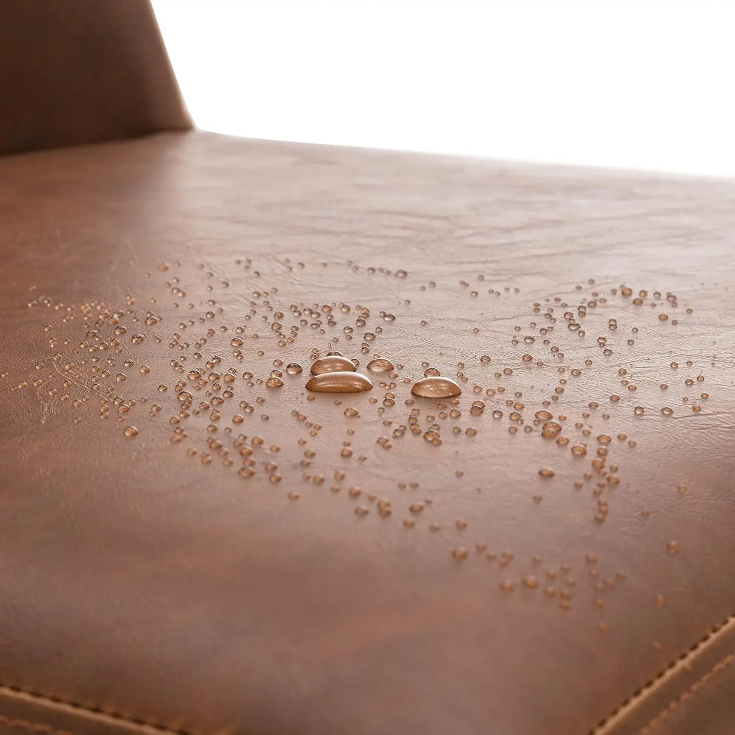 Faux Leather Upholstered Dining Chairs with Back, Mid Century Modern Chairs with Black Metal Frame