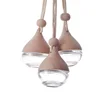 10PCS 5ml Empty Pendant Auto Perfume Frosted Mini Perfume Oil Bottles with Wood Lid Frosted Glass Bottle Essential Oil Container 5
