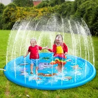 Durable PVC Quick-Inflate Water Spray Play Mat-Splash-Proof Fun for Outdoor Lawns, Large Sun-Resistant Kids Pet Play Area Summer 1