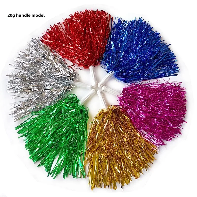 Description Picture 5 of item1Pc Cheerleading Pom Poms for Kids Adults Non-Fading Metallic Streamer Pompoms Cheerleader Hand Flowers Dancing Team Sports