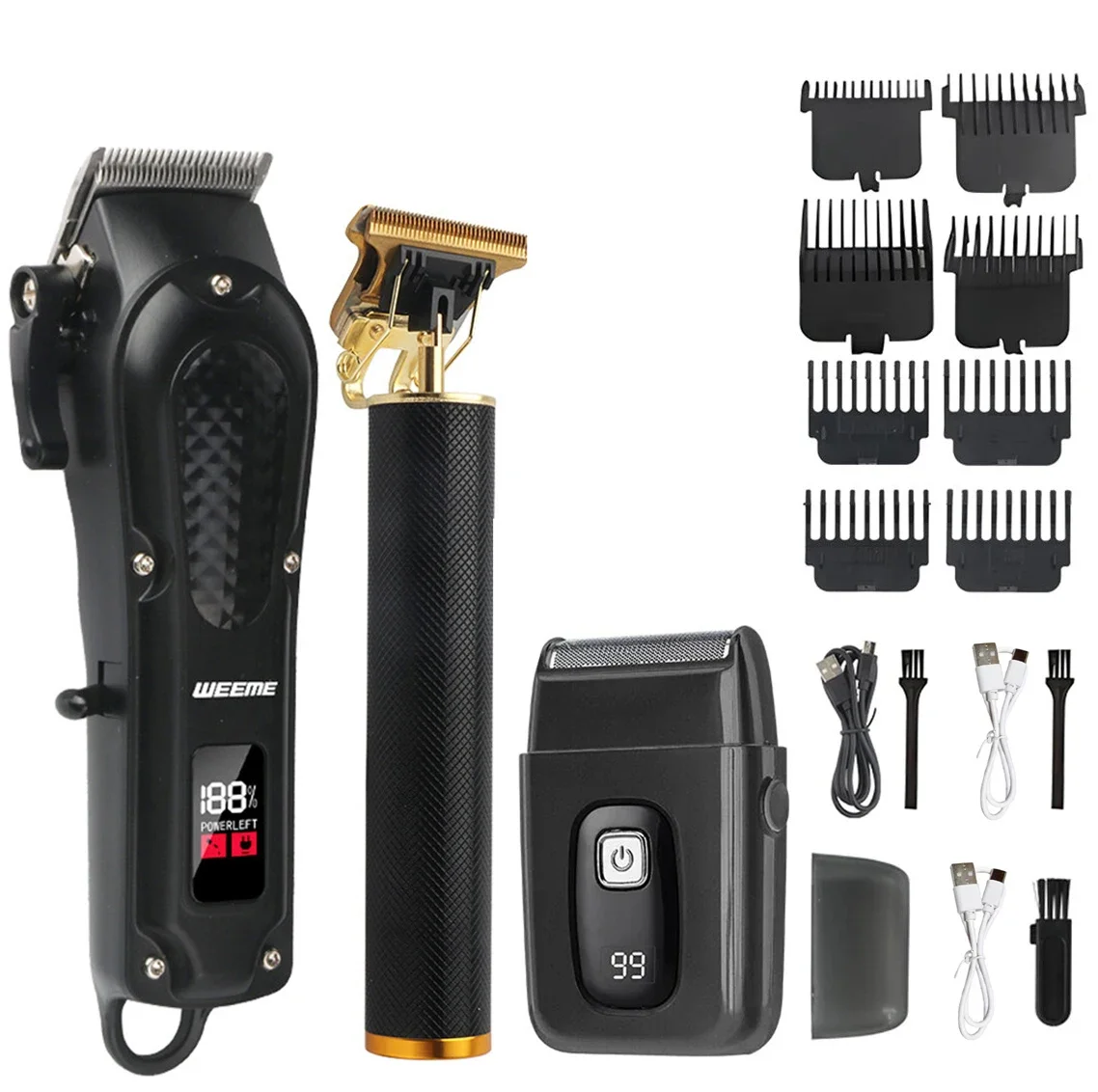 WEEME 806 Electric Hair Clipper UBS Rechargeable Cordless Beard Trimmer Men Powerful Electric Hair Clipper Trimming Tool