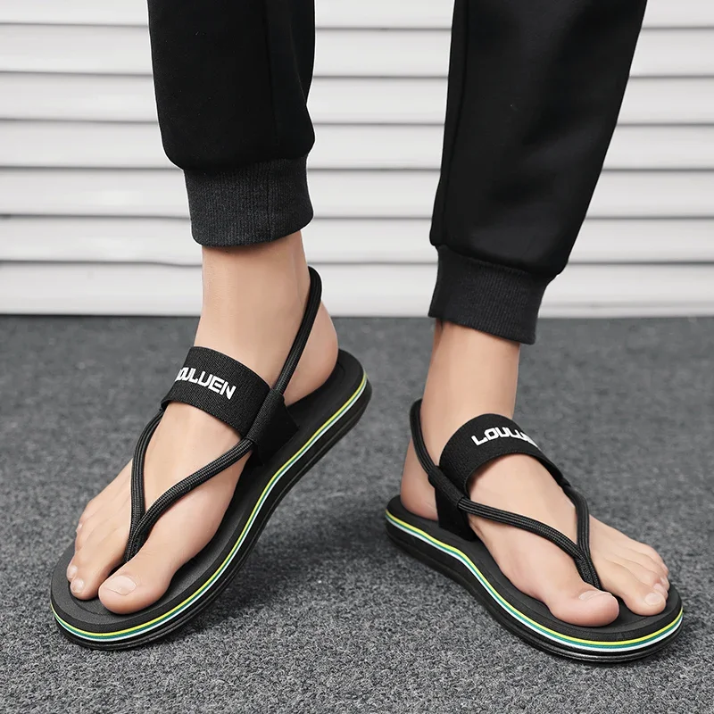 

Webbing Flip-flops for Men Sandals Large Size Color Matching New Summer Beach Indoor and Outdoor Flat Heel Casual Men's Shoes