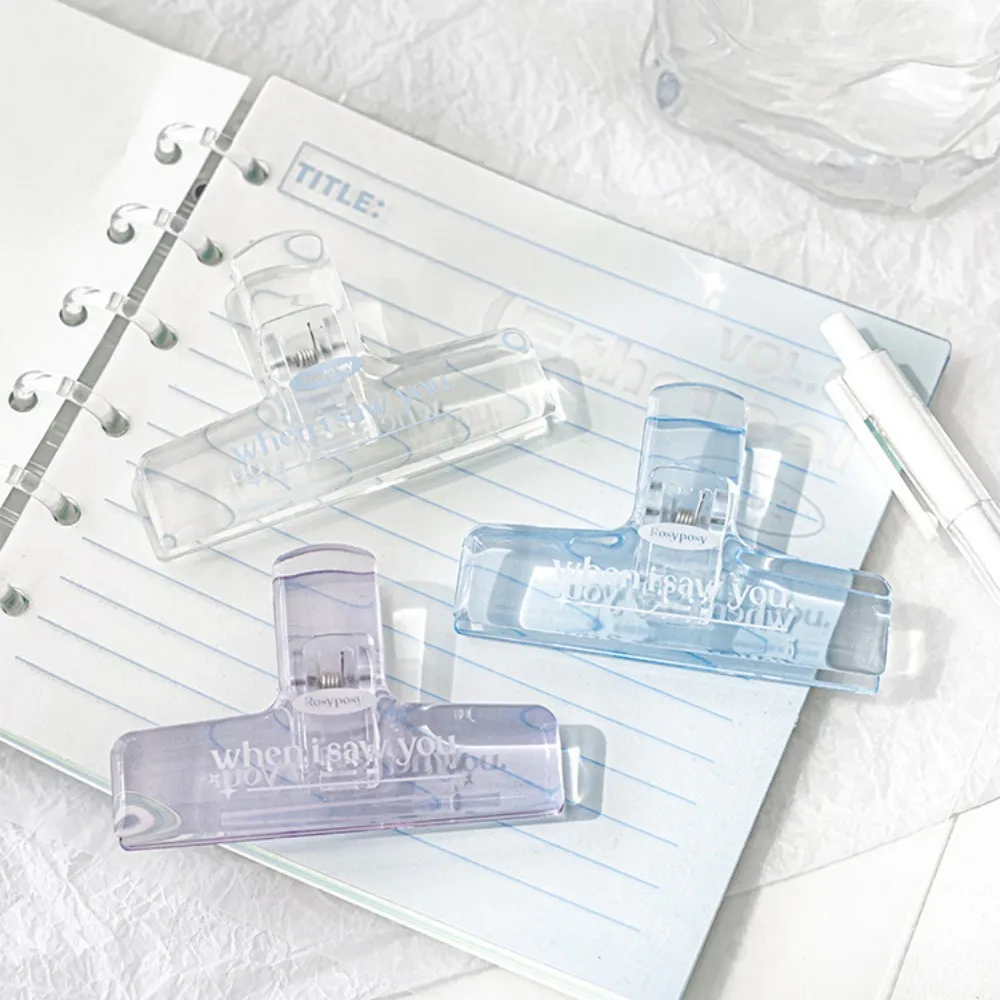 Transparent Acrylic Binder Clip Planner Paper Photo Clip Holder Organizer Office File Clamps Stationery Decor School Supplies 4pcsstationery round ticket clip color transparent bill clip ticket clip plastic receipt holder desk stationery organizer folder