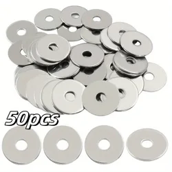 Galvanized Rustproof Metal Spacers - Set of 50 Thickened M6 Flat Washers for Versatile Indoor & Outdoor Use (50pcs)
