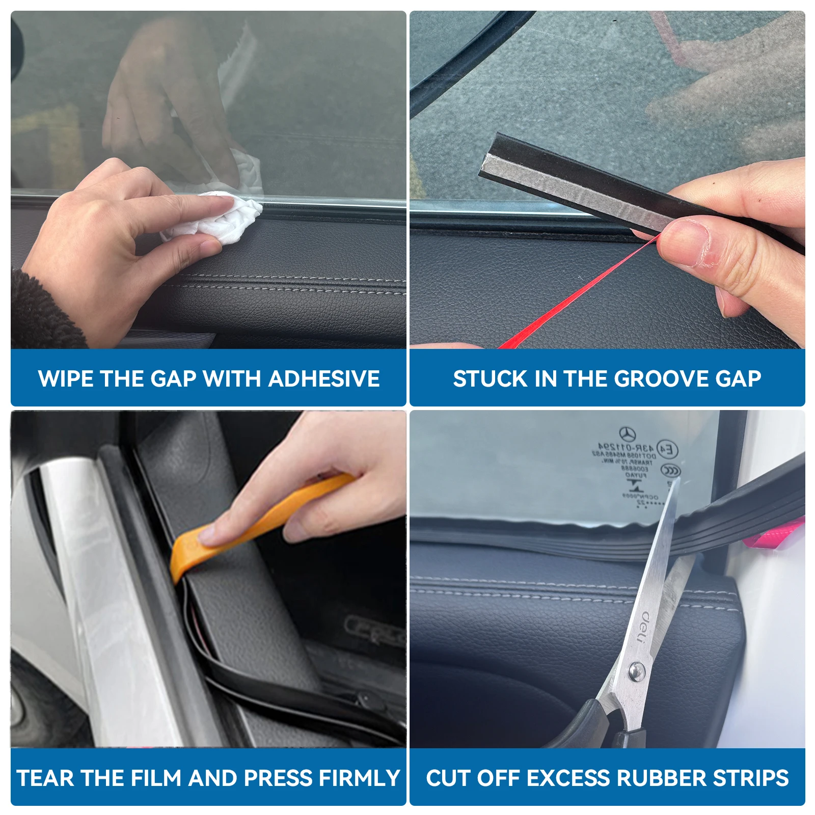 Universal Car Door Glass Rubber Sealing Strip – Weatherproof & Soundproof Auto Sealant