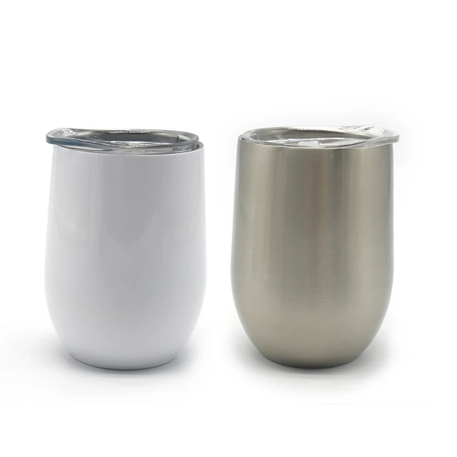 12oz Sublimation Blank Straight Wine Tumbler With Seal Lid Stainless Steel  Double Wall Vacuum Beer Mugs Gifts - AliExpress