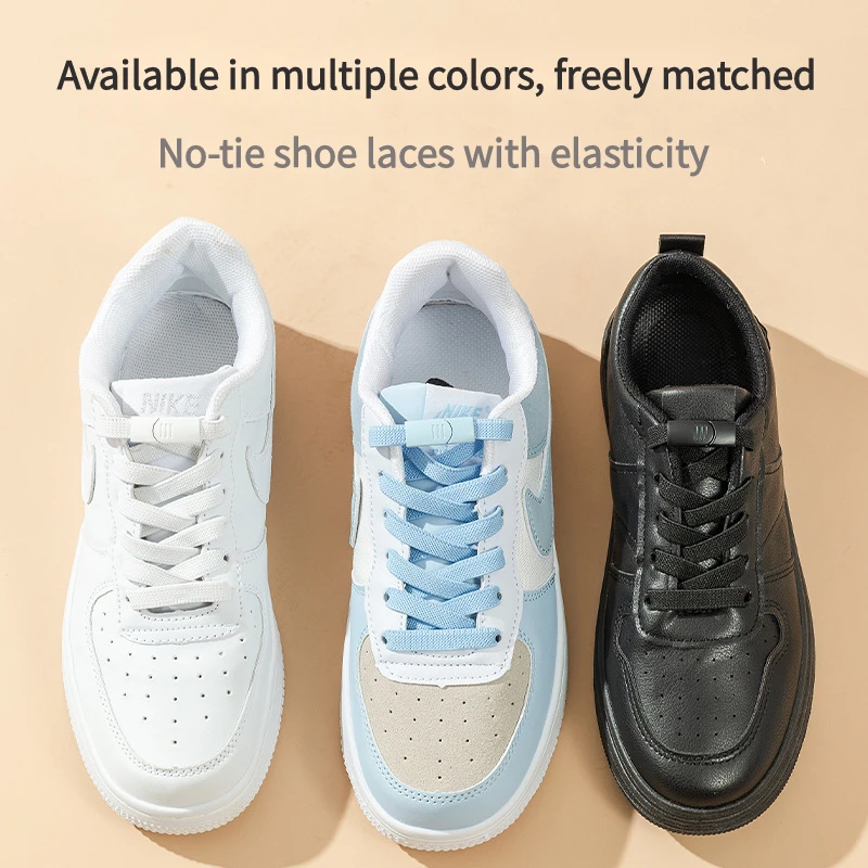 Shoe Laces Fashion Metal Magnetic Buckle Elastic Men's and Women's Sneakers Quick On/Off No Tie 1 Pair