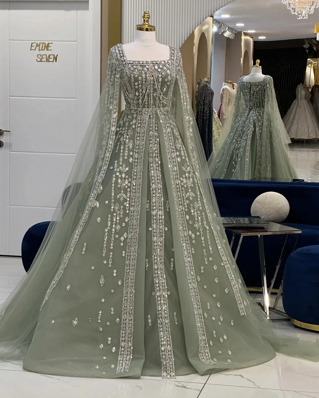 FATAPAESE Customized Cape-sleeve Crystal Beaded Luxury Saudi Bridesmaid  Dress Square neck Maxi A-line Gowns For Formal Occasion - AliExpress 320