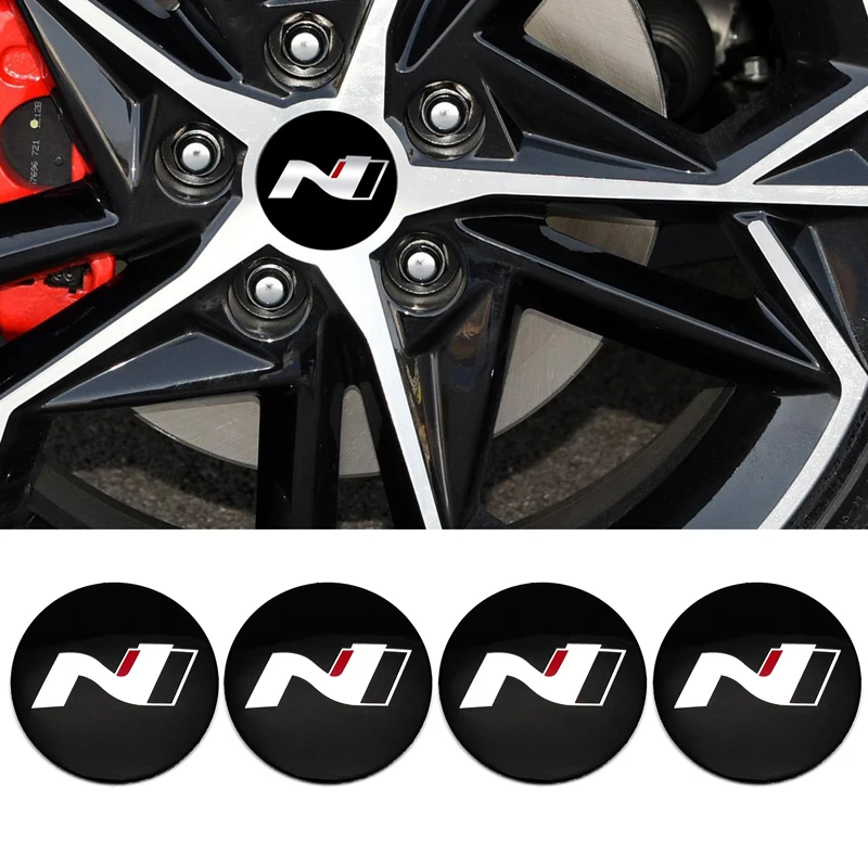 Auto Wheel Center Hub Cap Covers 4pcs 3D 56mm Stickers Car Accessories Case For Hyundai N Line Elantra Tucson Sonata Car Styling