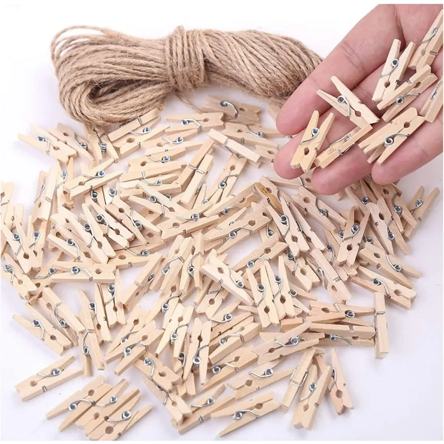 Mini Wooden Clothes Pins for Photo Display