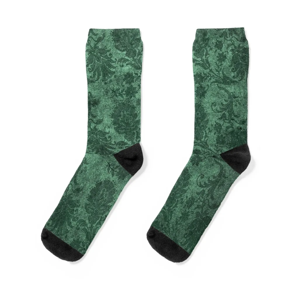 

Emerald floral Gothic Velvet Damask Texture Socks Climbing loose Men Socks Luxury Brand Women's