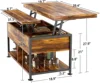 Lift Top Coffee Table,4 in 1 Multi-Function,Modern Lift Tabletop Dining Table for Living Room Reception/Home Office,Rustic Brown 3