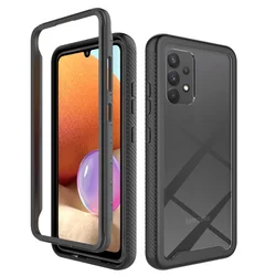 Hybrid Rugged Shockproof Case with TPU Plastic Back Cover for Galaxy A52 (Black)