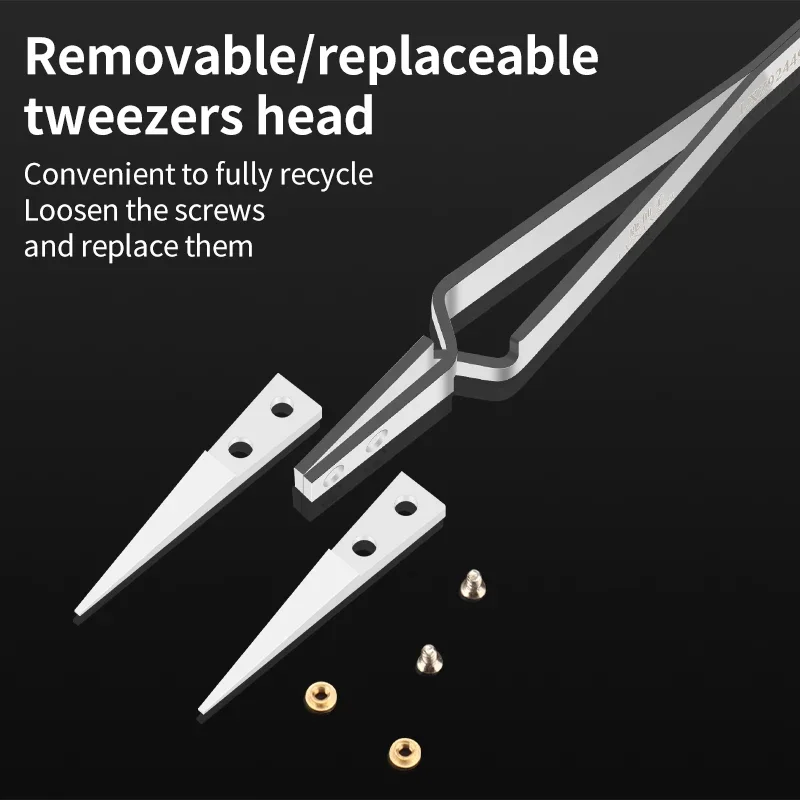 LUXIANZI 1PC Reverse Tweezers Stainless Steel Industrial Tweezers Tools Non-magnetic plastic ceramic Tip ESD Precision Forceps