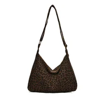 Trendy Casual Soft Textile Women's Shoulder Bag Large Capacity Leopard Print Female Retro Crossbody Bag For Commute Outings 2