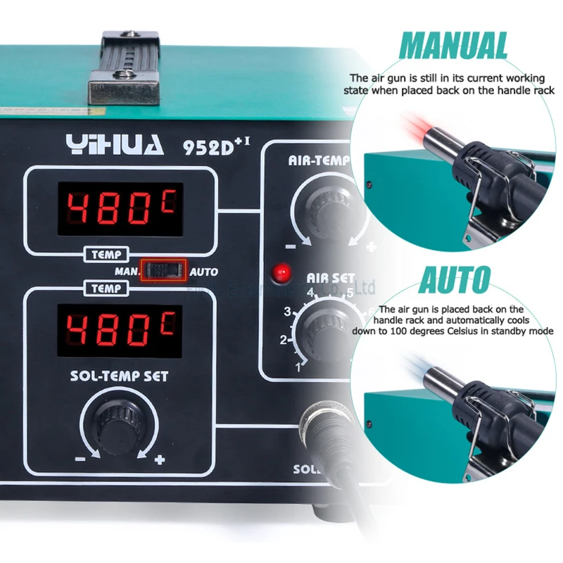 Stazione Saldatura Ad Aria Calda SMD 898D - 700 W, Temperatura Regolabile 100-480°C, Display Digitale - Foto 13