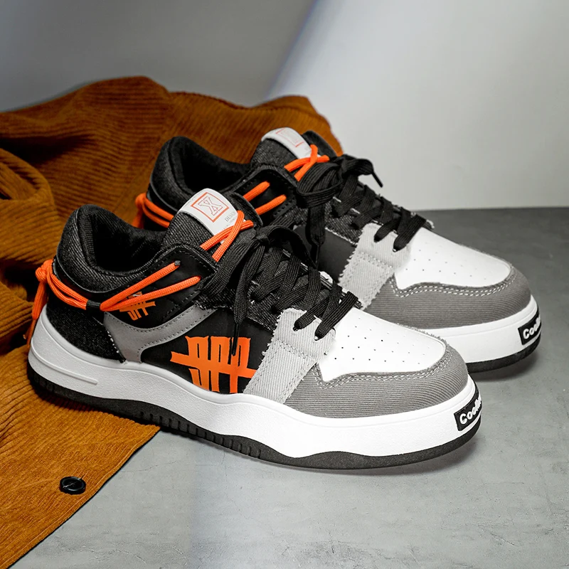 

2024 New Men's Casual Shoes Fashion Trend Lacing Board Shoes Hip hop element non-slip skat shoes Student breathable sneakers