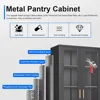 Display Cabinet with Glass Doors, Black Curio Cabinet with Lock, 71“ Tall Display Case for Living Room, Bookcase for Home, Clini 3