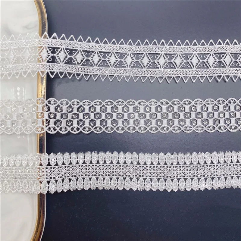 

20 ярдов, кружевная ткань с блестками для платья, одежды, Свадебный декор, аксессуары для манжет, кружево с вышивкой и блестками