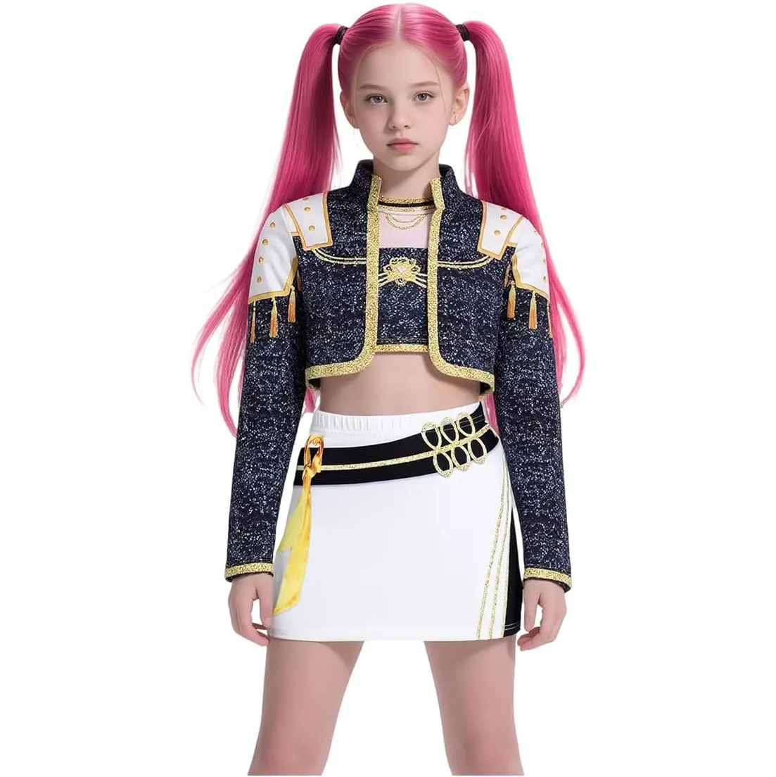 Hot Movie KPop Demon Hunters Costume Girl Cosplay KPop Singers Dance Role Halloween Demon Outfits Top + Pants + Accessories Set 6