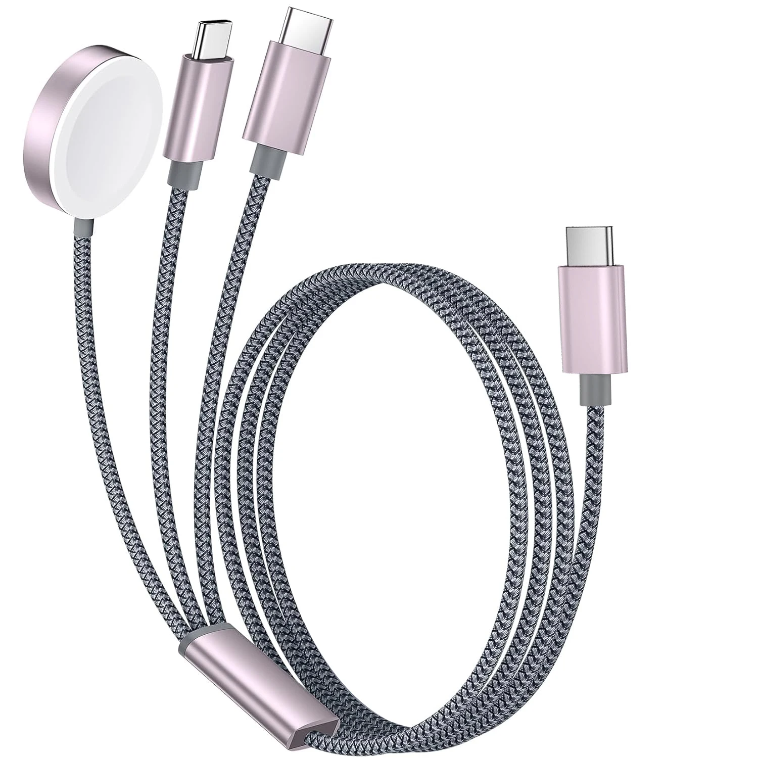 Enhanced Multi-Device Fast Charging Cable with Magnetic Wireless Charger Functionality for Smartwatches and Smartphones