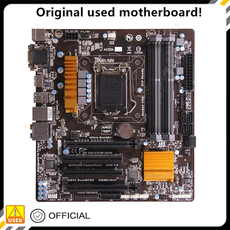 Per Ga-Z97M-D3H Z97M-D3H Scheda Madre Desktop Z97 Lga 1150 Per Core I7 I5 I3 Ddr3 Sata3 Usb3.0 Scheda Madre Usata Originale