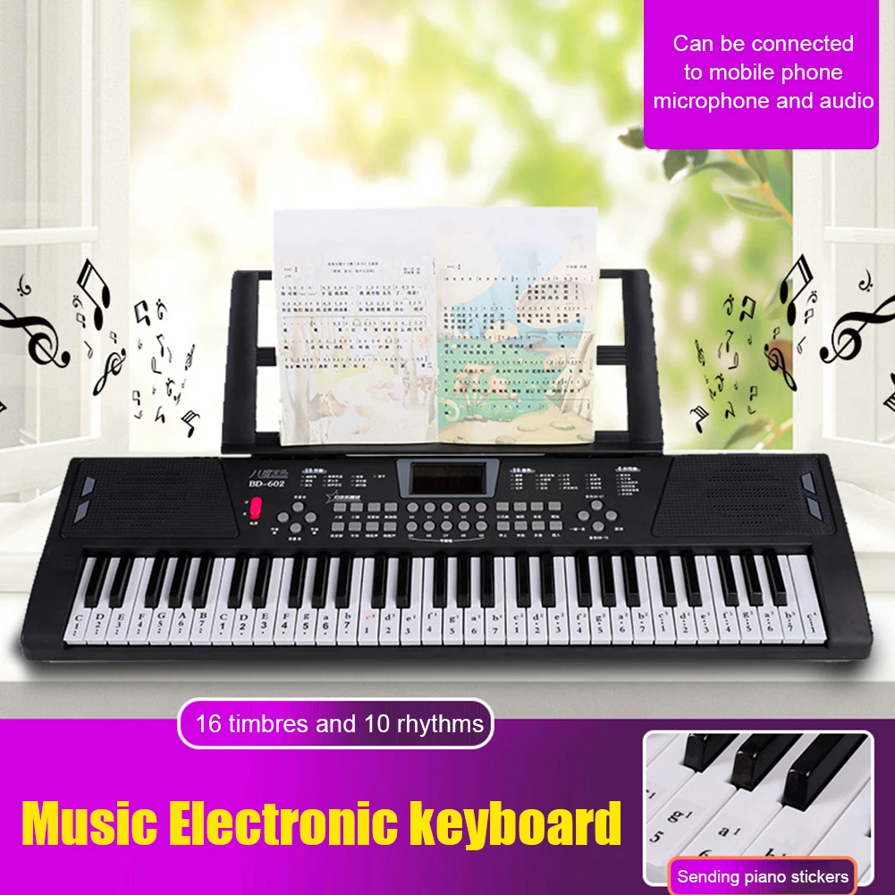 61-Key Piano Musical Keyboard USB Digital Keyboard with Built-In Dual Speakers Piano Digital Music Electronic