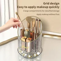 2025Makeup Storage Bucket 360° Rotating Transparent Simple Lig t Luxury Cosmetics Brush Lipstick Holder Stationery Organizer Box 2