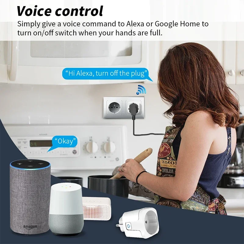 TNCE Tuya EU Plug 16A/20A wifi/zigbee, Smart Wall Socket Power Monitor Timer Function, Voice with Alexa Google Home Yandex Alice 5