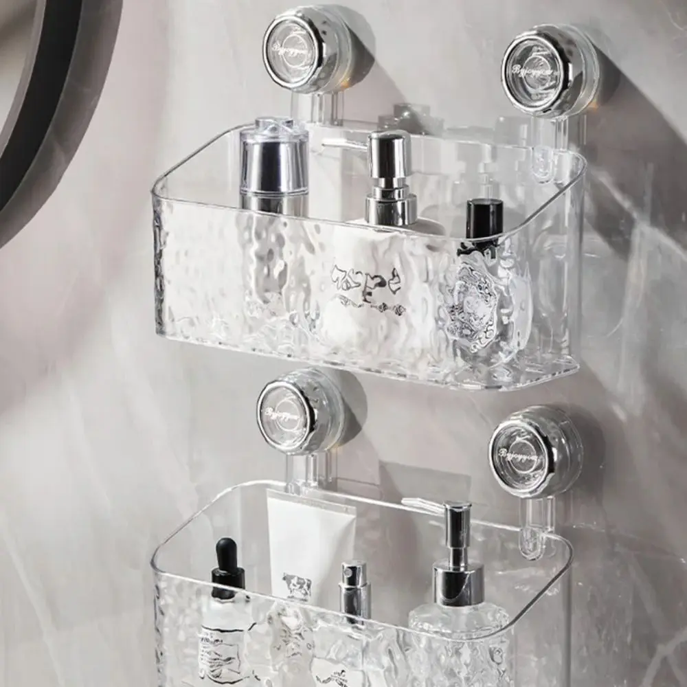 Suction Cup Bathroom Storage Basket Wall Mounted Cosmetic Storage Box Free Punch Shower Shampoo Holder Rack Bath Accessories 2