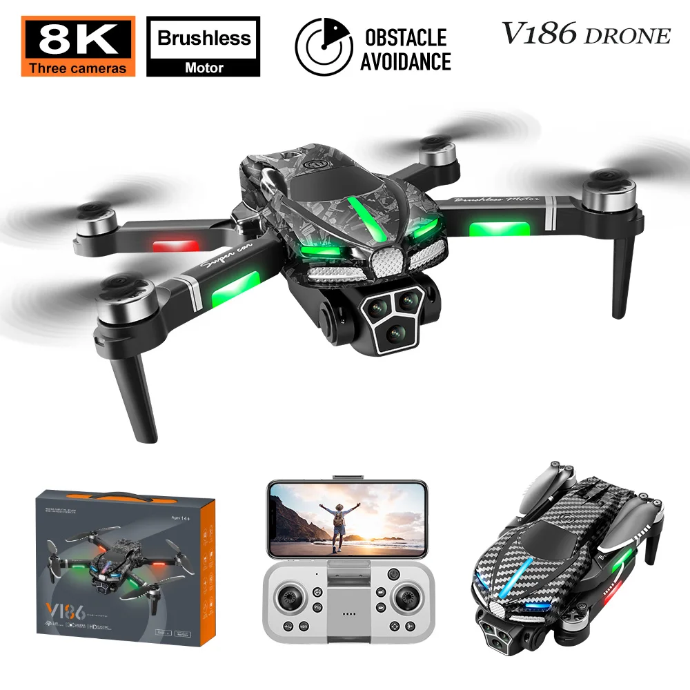 For Lenovo new V186 professional drone 8K high-definition dual camera brushless obstacle avoidance drone 5G wifi RC