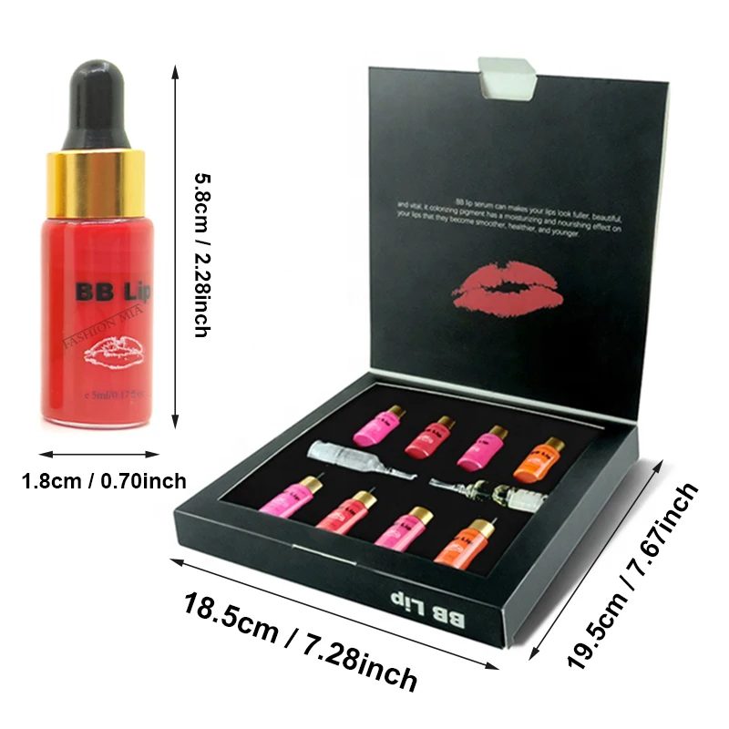 Lip Makeup Lip Glaze Lip Tint 10 vials 5ml Stayve Lips Cherips Beginner Ampoule Pigment BB Lip Ampoule Serum Permanent Makeup Lip Blush Gloss Moisturing Dying