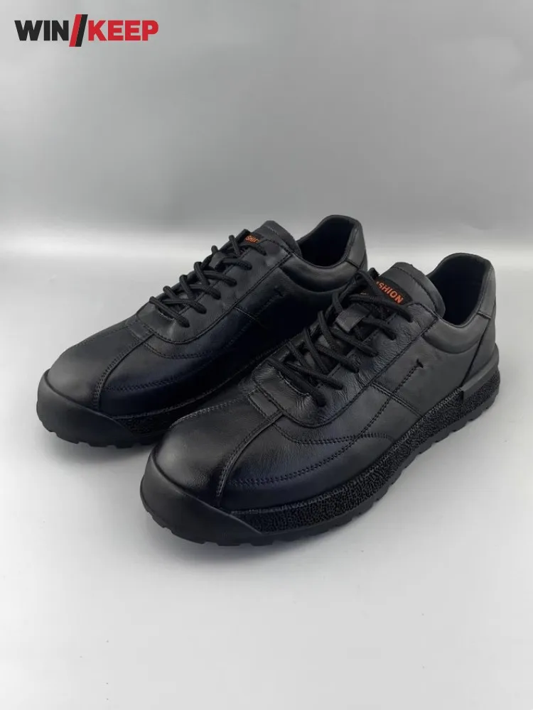 

Mens Genuine Leather Sneakers Comfortable Sport Shoes Lace Up Thick Bottom Platform Running Shoes Breathable Jogging Trainers