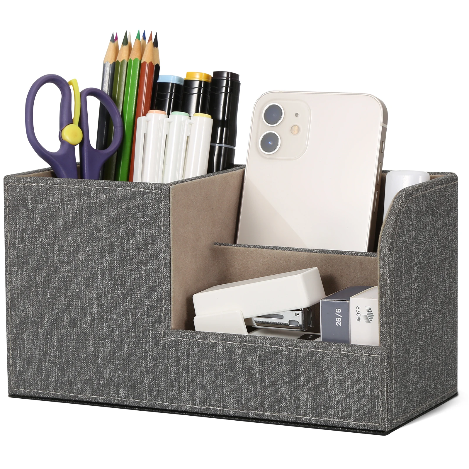 Leather Office Supplies Stationery, Leather Desktop Storage Box