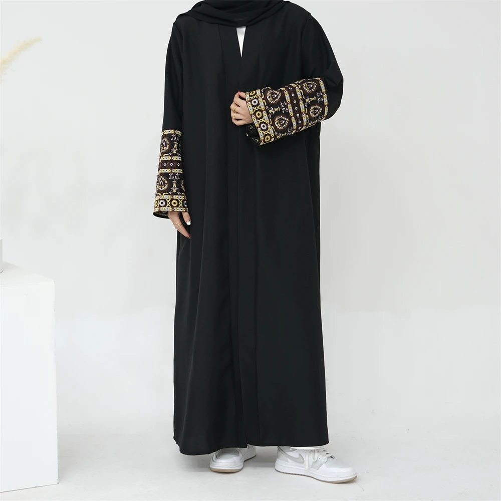 

Modest Embroidery Open Abaya Cardigan Kimono Muslim Women Dress Turkish Dubai Saudi Kaftan Arab Robe Islam Jalabiya Caftan Gown