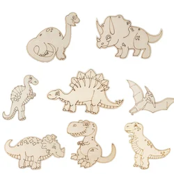 10pcs Wooden Dinosaur Crafts DIY Painting Wooden Ornaments For Kids Dinosaur Birthday Party Decoration Children's Day Gifts