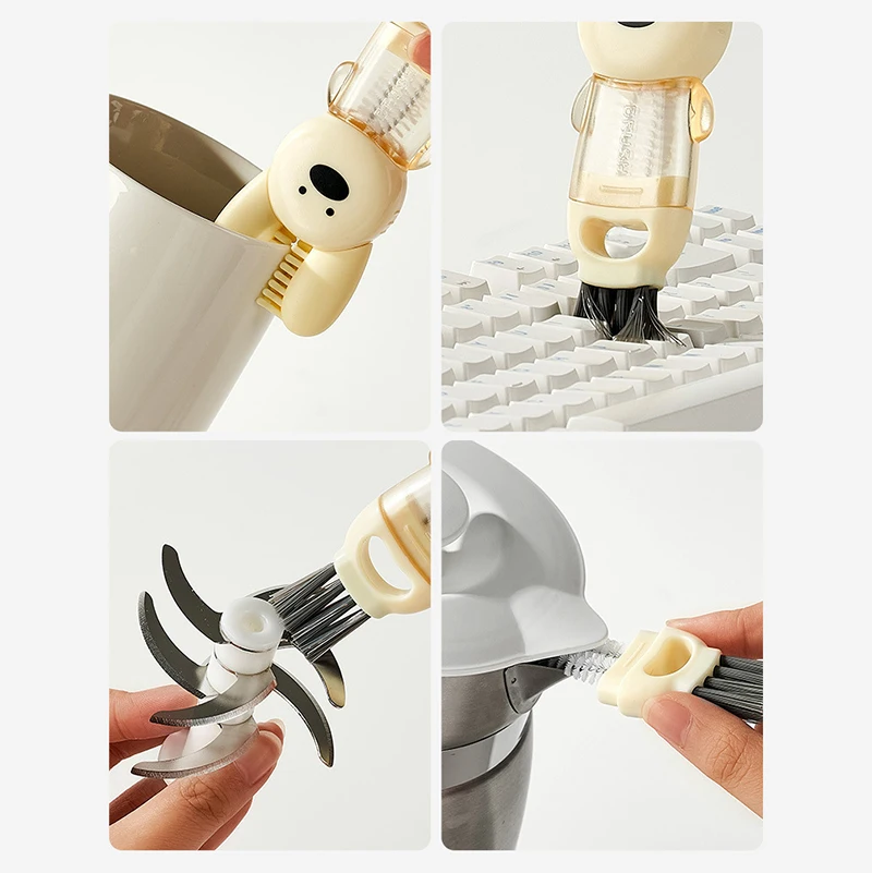 Rabbit Shaped Cup Lid Brush 4 In 1 Insulation Water Cup Brush Milk Bottle Nipple Cup Mouth Gap Cleaning Brush 5