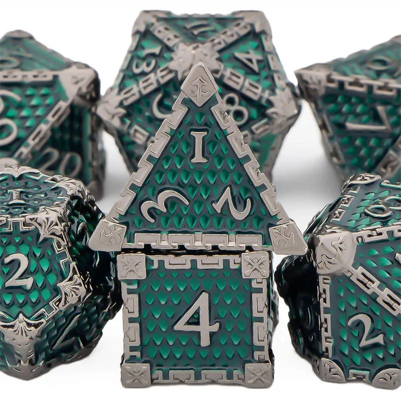 

Metal Dnd Polyhedral Dice Set Dungeon And Dragon RPG D+D D&D Solid Blue Role Playing For Games D20 D12 D10 D8 D6 D4 Dice