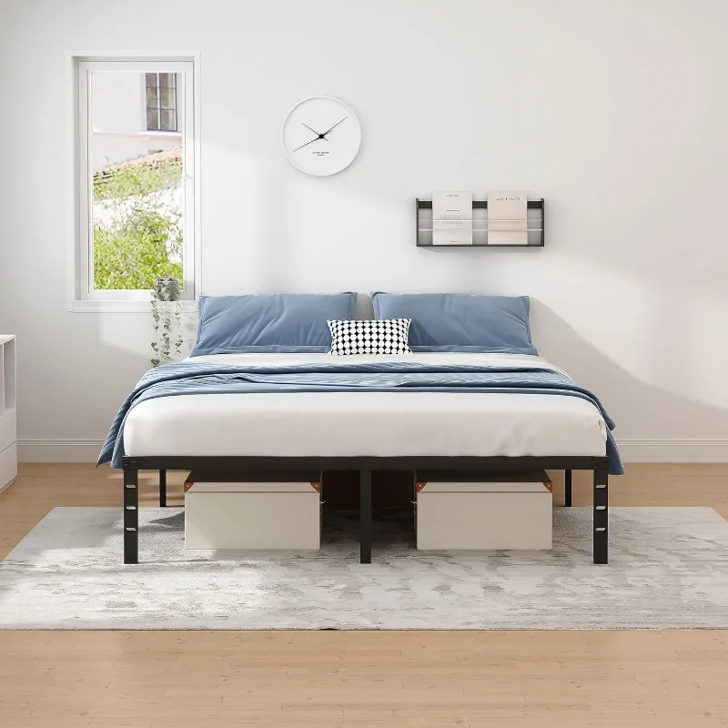 Metal Bed Frame-Simple and Atmospheric Platform Frame, Storage Space Under The Heavy Duty Frame Bed, Sturdy Queen Size Suitable 2