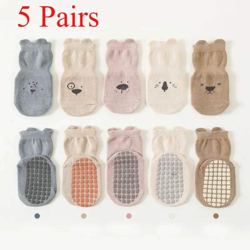 Baby Adorable Animals Pattern Non Slip Floor Socks Breathable Casual Socks for Boys and Girls Kids Indoor Activities 3/5 Pairs non slip floor socks,baby socks,children socks