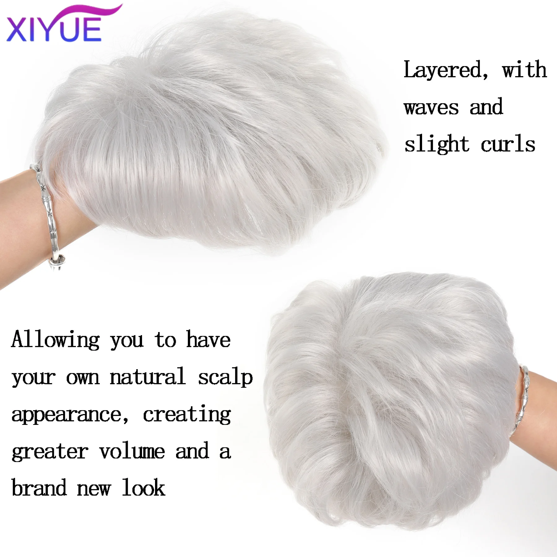 grey Blond Brown Synthetic Hair Pieces With Bangs Clip In Hair Extensions Black Hairpieces Replacement Cover White Hair For Wome