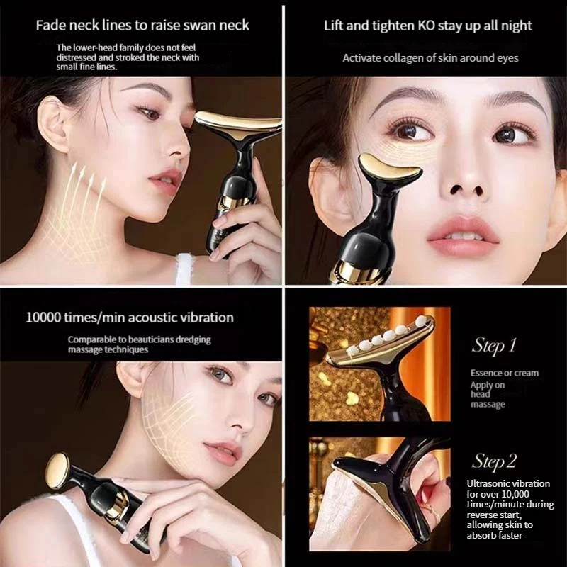 Home Three Body Imported Lifting And Firming Massage Instrument Sonic Vibration Fade Fine Lines Home Beauty Instrument facial massager,facial beauty instrument