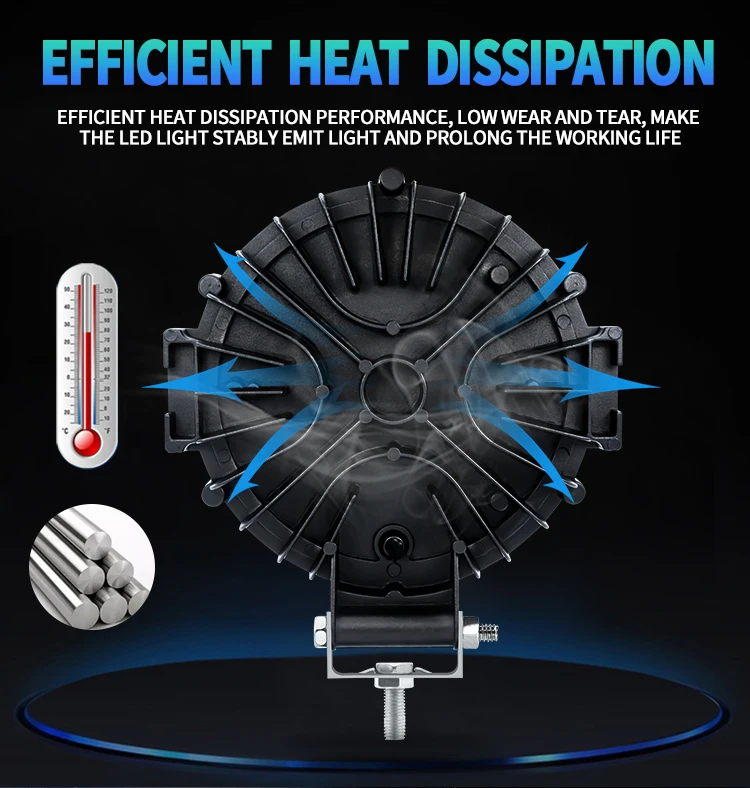 7inch Auto Work Light Flood Fog Led Light Round LED Offroad LED Bar Spot Lamp12V