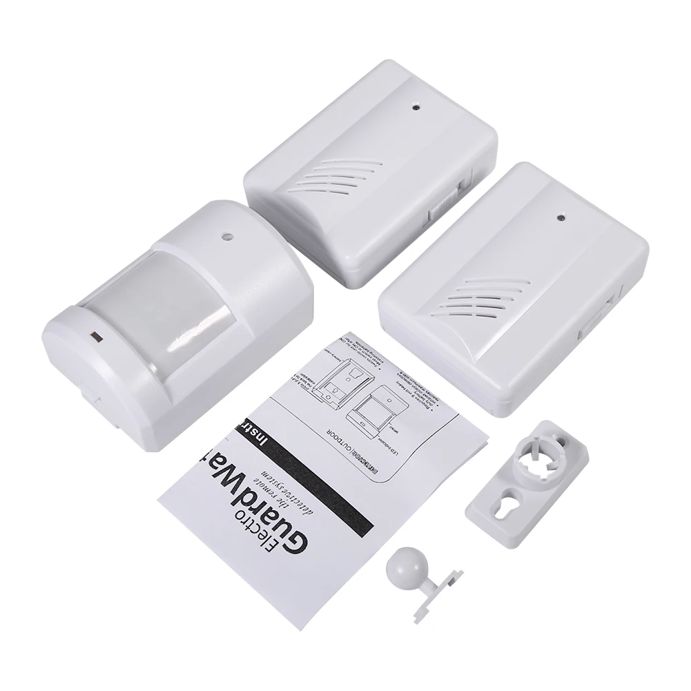 Wireless Motion Sensor Alarm System for Home & Garage Security, White