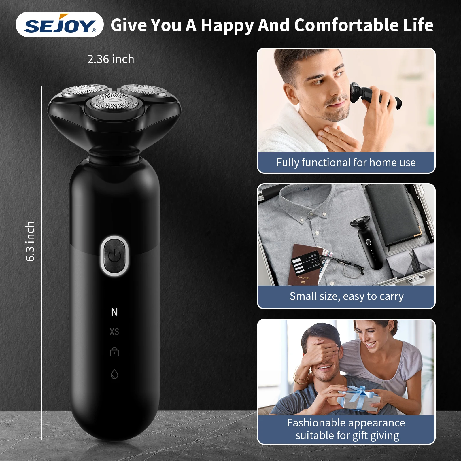 Electric Rotary Shavers for men 5W Cordless Razor Rechargeable Hair Trimmer 4D Floating Blade Washable Rotary Shaving Machine 6