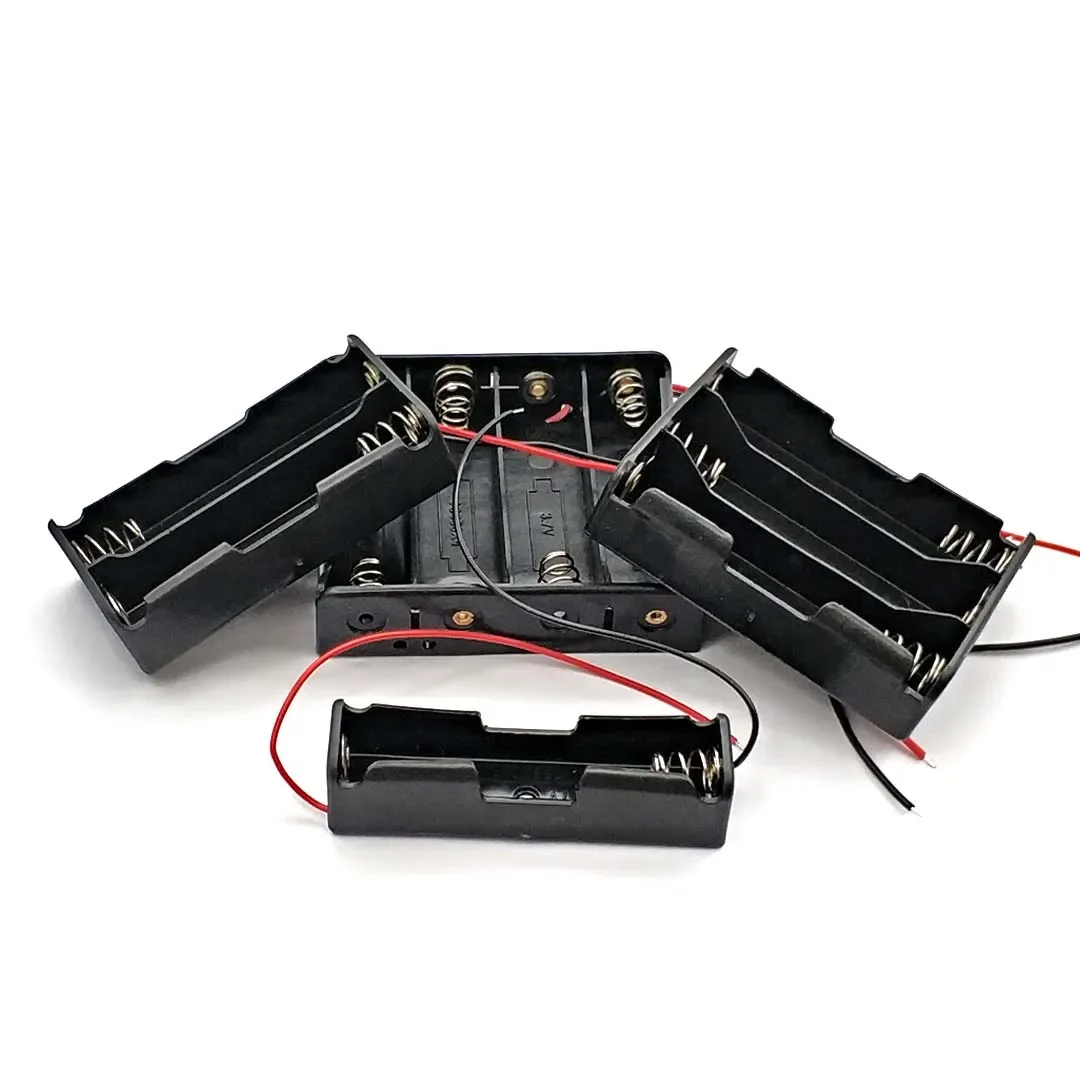 Battery Storage Box 18650 DIY 1/2/3/4 Slot Way Clip Holder Container with Wire Lead Pin